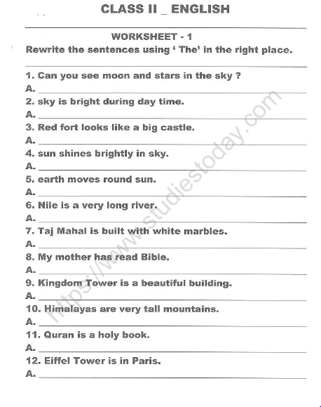 worksheets for class 2 english 2nd grade grammar worksheets free